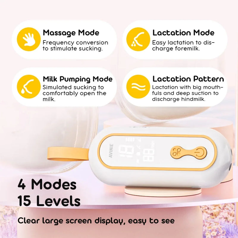 Wearable Breast Pump  Portable Low Noise Breastfeeding Pump with 4 Modes 15 Levels Double Electric Breast Milk Pump