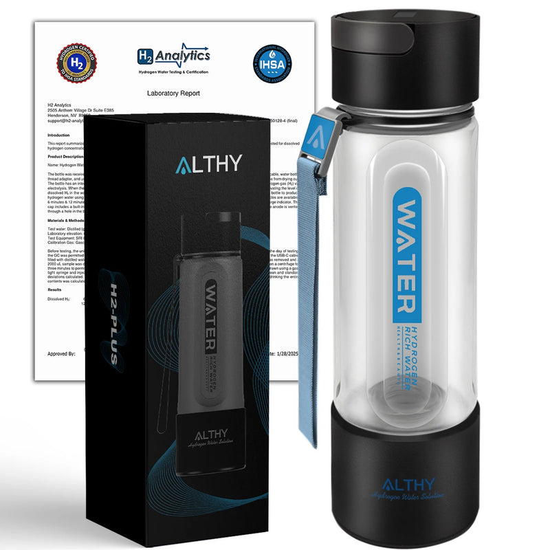 ALTHY Hydrogen Water Generator Bottle Cup DuPont SPE+PEM Dual Chamber,40 Times Working/ Single charged ,H2 Inhalation Device