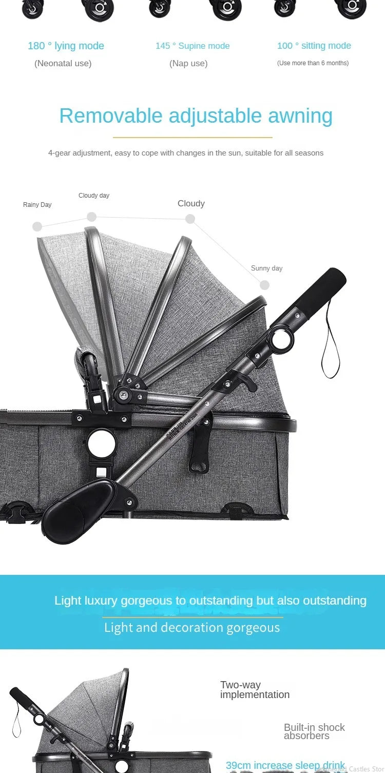 Baby stroller 3 in 1 stroller folding two-sided child four seasons kinderwagen baby carriage  high landscape Newborn Travelling