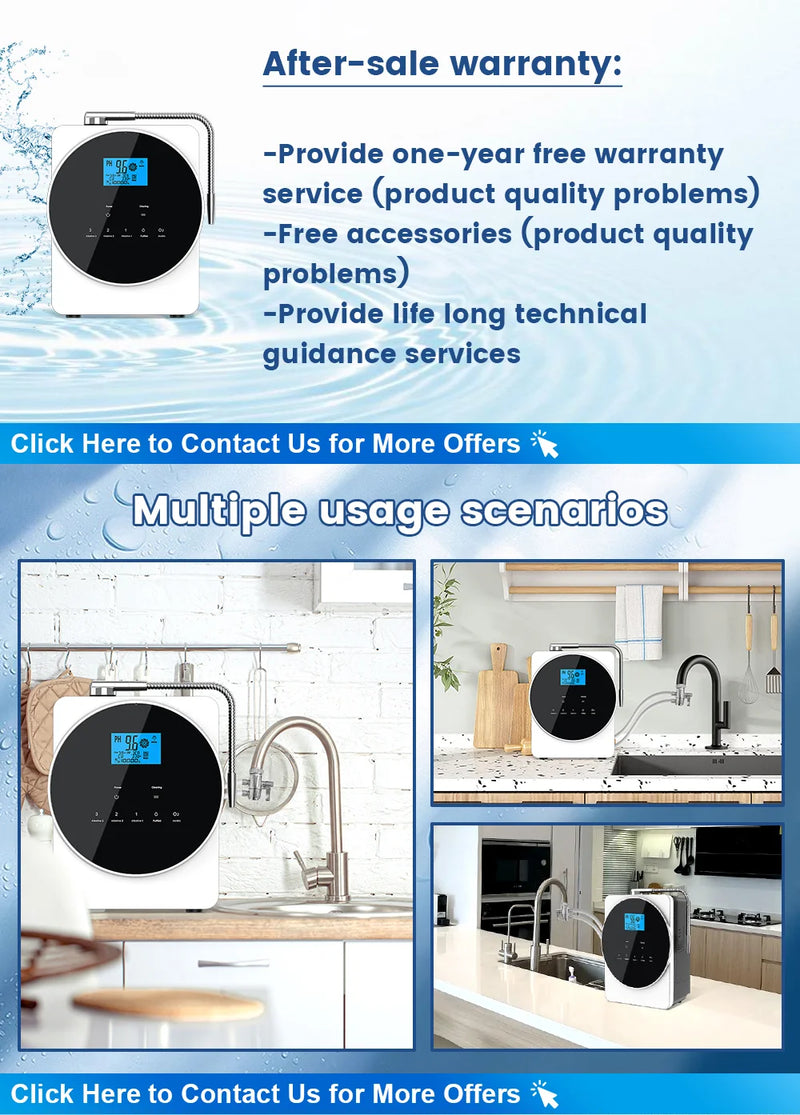 CAWOLO Alkaline Water Ionizer Machine pH 4.5~10.5 Acid Alkaline Water Maker Machine 11 Plates PH Water Machine for Home/Office