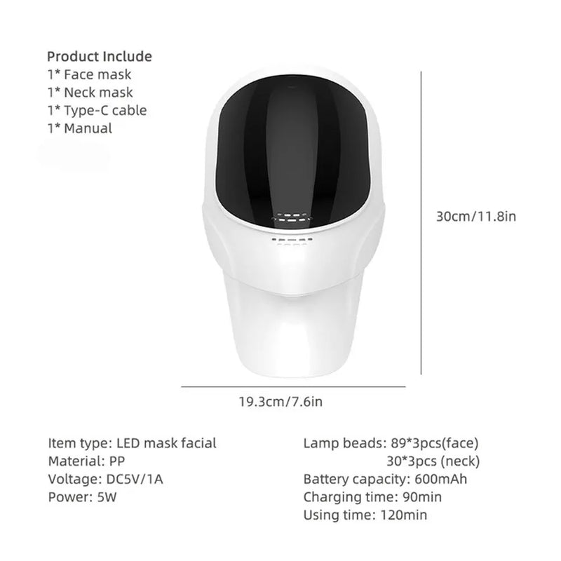 7 Colors LED Face Neck Mask Rechargeable LED Photon Beauty Mask Machine Facial Lifting Skin Care Tool