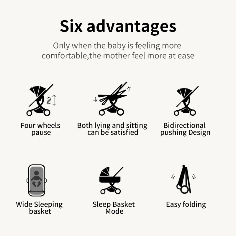 Lightweight Baby Stroller 3 in 1 Newborns Travel System Prams Multifunctional High Landscape Baby 4 IN 1 Strollers with Isofix