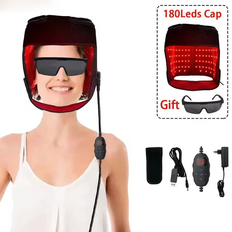 180LEDS 660NM&850NM Hair Regrowth Cap Reduces Oiliness Deep Into Hair Follicles Strengthen Hair Roots Relieves Fatigue Hat