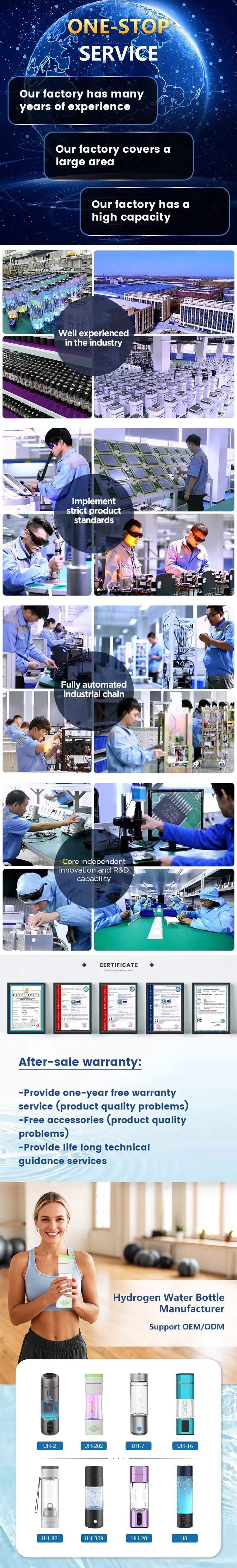 Hydrogen Water Generator Bottle SPE PEM Technology Electrolysis Maker Ionizer H2 Inhalation Device with Nasal Inhalation Tube