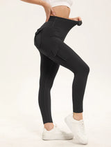 Women's Solid Color Gym Leggings High Waisted Fitness Yoga Pants Practical Pocket Stretch Outdoors Sports Cargo Styles Pants