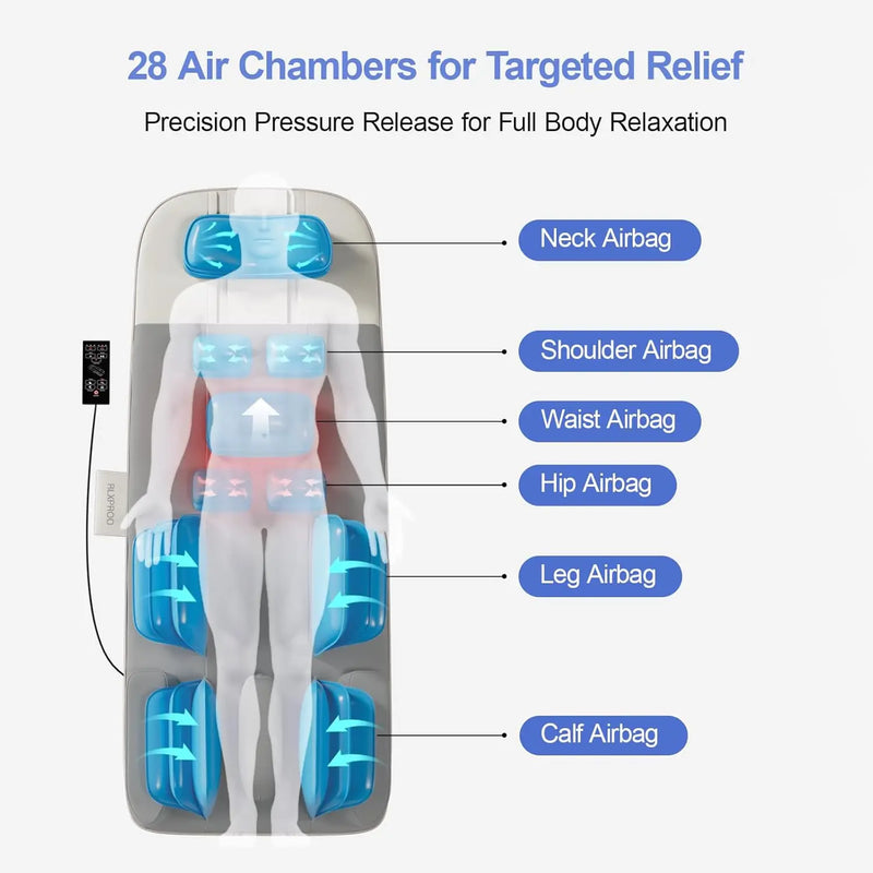 Full-Body Massage Mat with Heat & Stretching | Quiet Foldable Massager Mattress for Relaxation