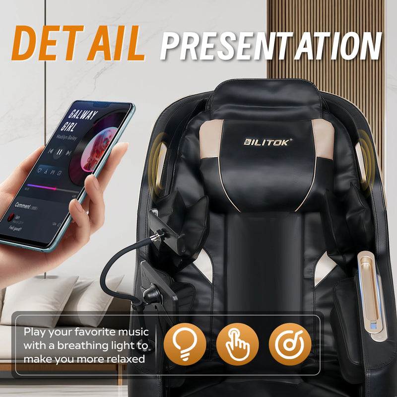 Massage Chair Recliner, Full Body Zero Gravity Massage Chair with Heating, Bluetooth Speaker, Airbags, Phone Stand, Foot Roller