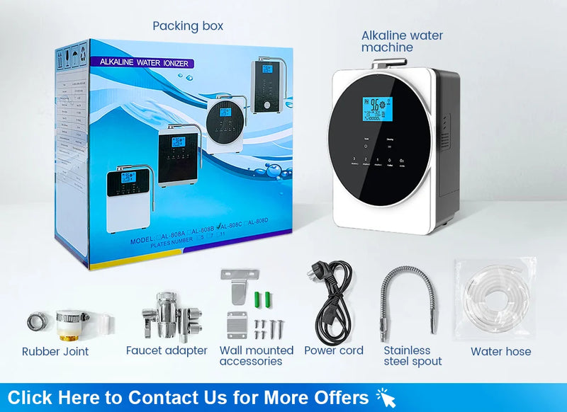 CAWOLO Alkaline Water Ionizer Machine pH 4.5~10.5 Acid Alkaline Water Maker Machine 11 Plates PH Water Machine for Home/Office