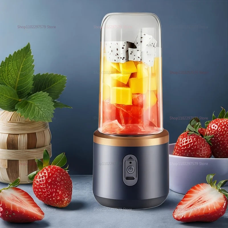 Portable Juicer Cup Blender, 6-Blade USB Rechargeable, 450 mL