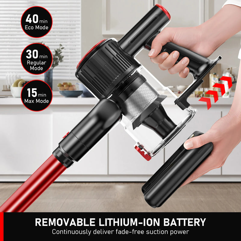 30Kpa 350W Handheld Cordless Vacuum Cleaner 8 IN 1 Powerful Suction Stick Vacuum 1.5L Dust Cup for Pet Hair/Carpet/Hard Floor