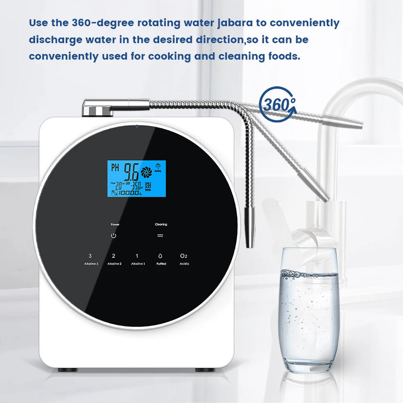 CAWOLO Alkaline Water Ionizer Machine pH 4.5~10.5 Acid Alkaline Water Maker Machine 11 Plates PH Water Machine for Home/Office