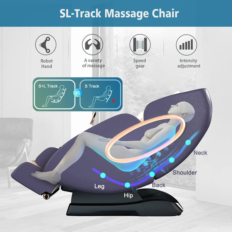 APP Control 4D SL-Track Massage Chair – Full Body Shiatsu Recliner with Zero Gravity, Yoga Stretch & Foot Roller
