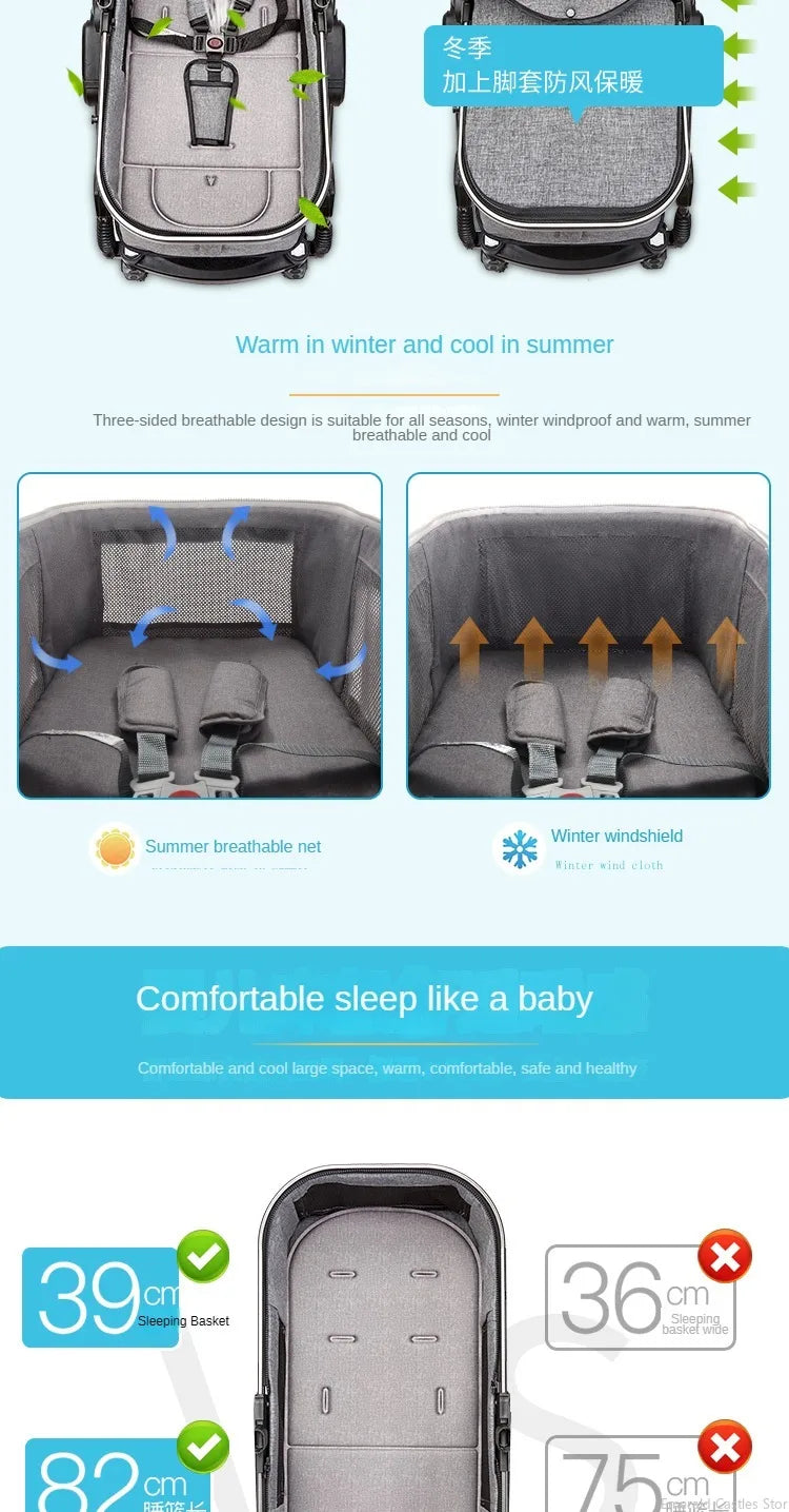 Baby stroller 3 in 1 stroller folding two-sided child four seasons kinderwagen baby carriage  high landscape Newborn Travelling