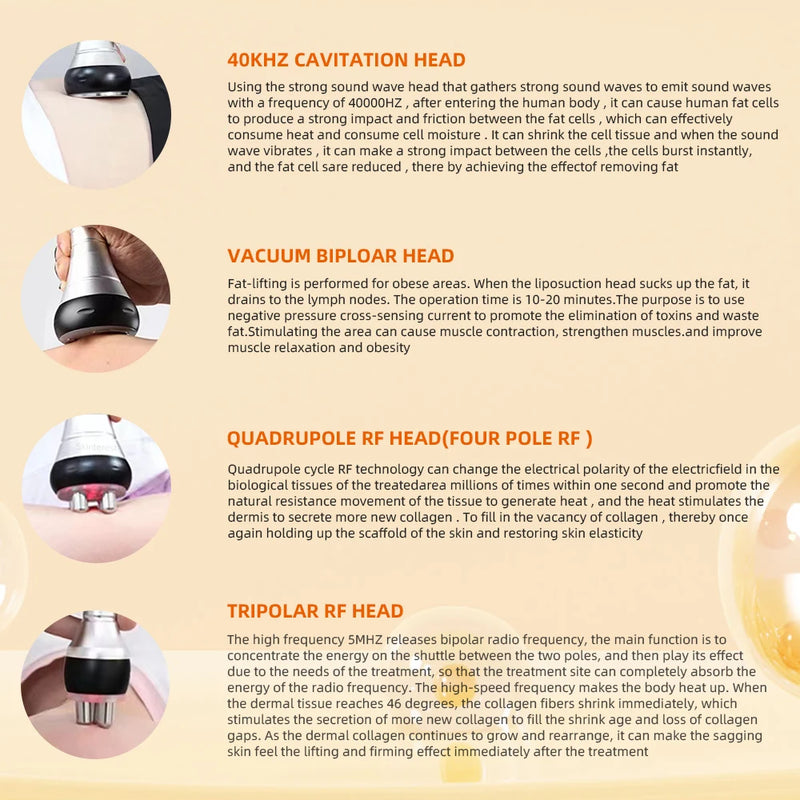 4IN1 Cavitation  Body Slimming 40K Machine Beauty Massager Skin Tighten Face Lifting Vacuum Suction（Overseas Warehouse Shipment）