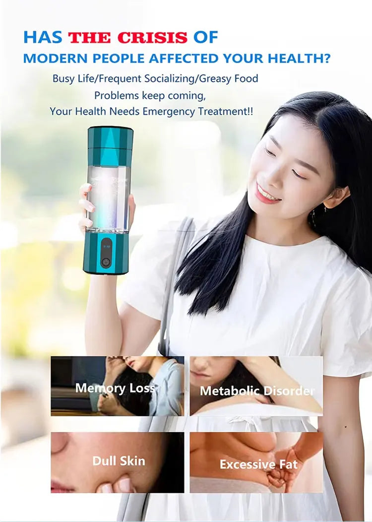Hydrogen Water Generator Bottle SPE PEM Technology Electrolysis Maker Ionizer H2 Inhalation Device with Nasal Inhalation Tube