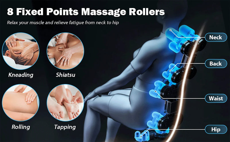 4D Zero Gravity Full Body Massage Chair with Heat, Airbags, Bluetooth Music & Shiatsu Recline