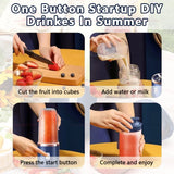 Portable Juicer Cup Blender, 6-Blade USB Rechargeable, 450 mL