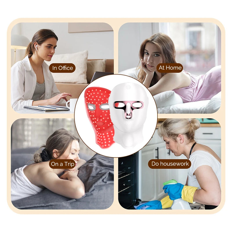 7 Colors LED Face Neck Mask Rechargeable LED Photon Beauty Mask Machine Facial Lifting Skin Care Tool