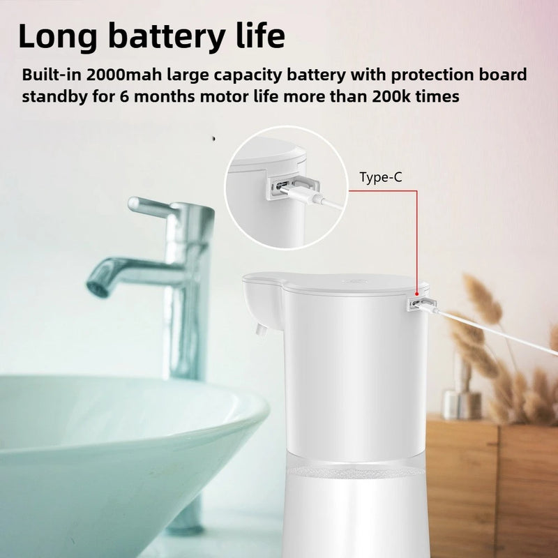 350/600ML Touchless Automatic Soap Foam Dispenser USB Rechargeable Liquid Foam HandWasher Machine Infrared Sensor Soap Dispenser