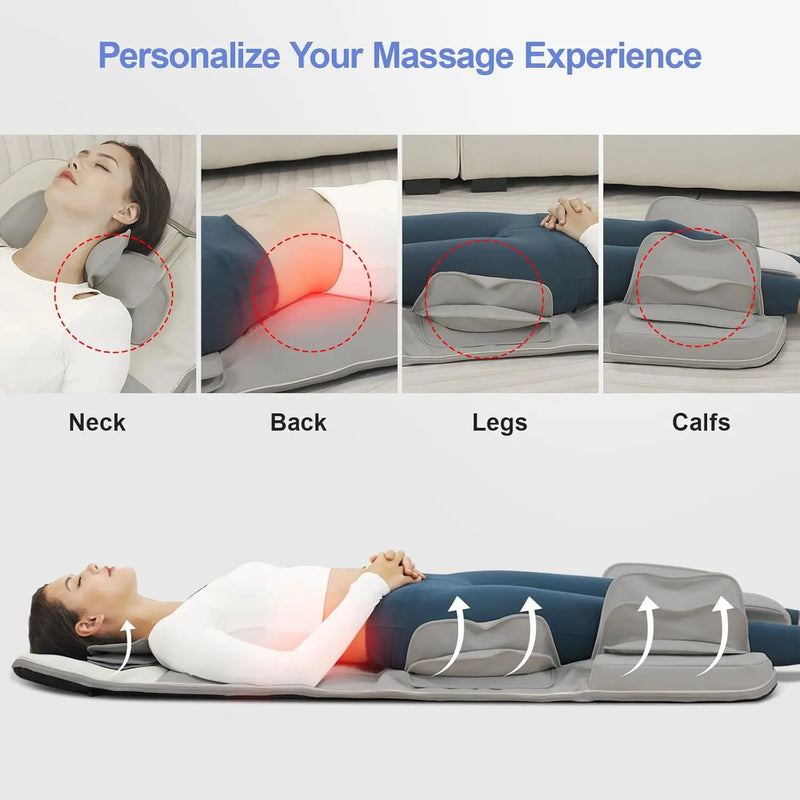 Full-Body Massage Mat with Heat & Stretching | Quiet Foldable Massager Mattress for Relaxation