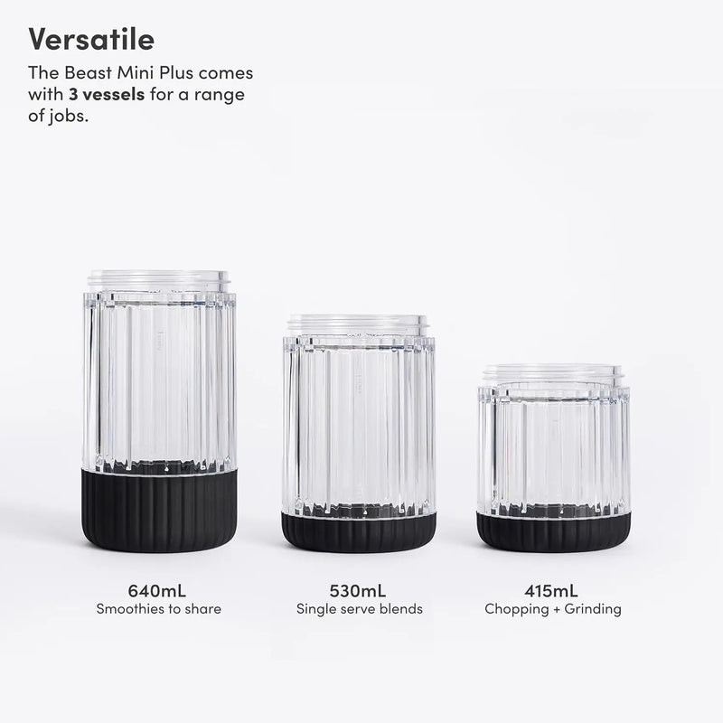 The Mini Blender Plus | Mini Countertop Kitchen Blender | Blend Smoothies And Shakes, Dressings, Sauces, Dips | Extra Vessels,