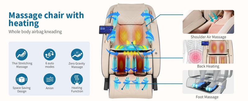 APP Control 4D SL-Track Massage Chair – Full Body Shiatsu Recliner with Zero Gravity, Yoga Stretch & Foot Roller