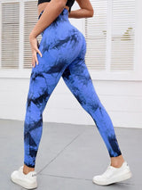 Hip Lifting Seamless Fitness Gym Leggings Tie-Dye Yoga Pants Women's Exercise Tights Tummy Control High Waist Workout Pants
