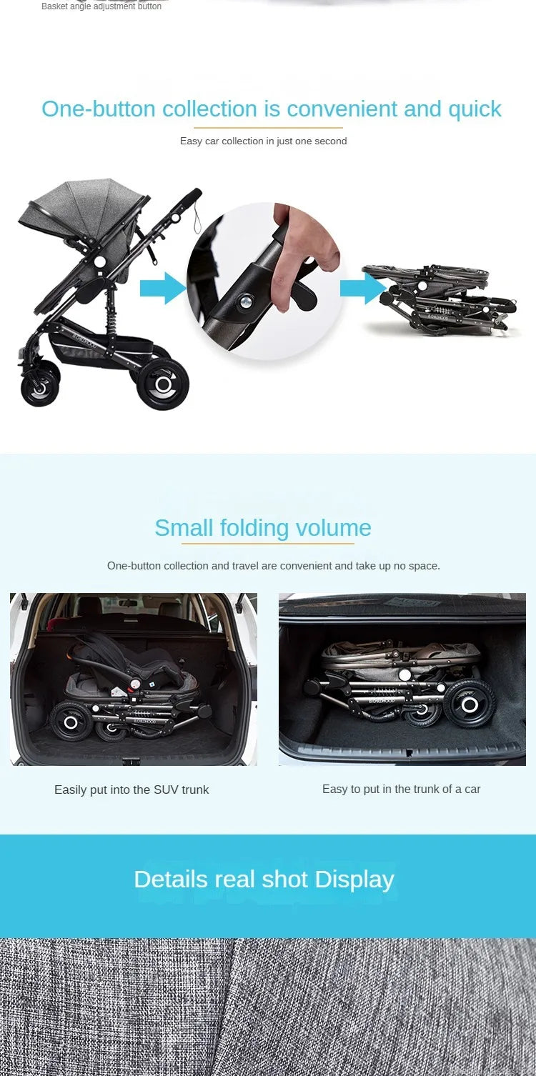 Baby stroller 3 in 1 stroller folding two-sided child four seasons kinderwagen baby carriage  high landscape Newborn Travelling
