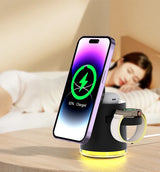 Wireless Charger 4 in 1 QI2 Fast Charging Dock Stand Night Light For Magsafe iPhone 16 15 14 Pro Max Airpods Pro 2-8 Apple Watch