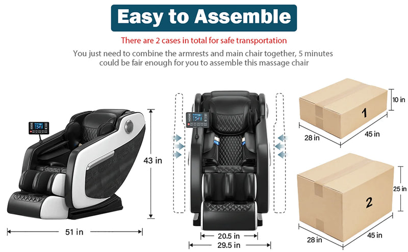 4D Zero Gravity Full Body Massage Chair with Heat, Airbags, Bluetooth Music & Shiatsu Recline