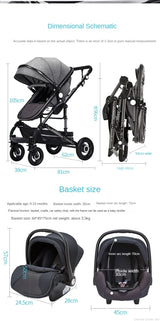 Baby stroller 3 in 1 stroller folding two-sided child four seasons kinderwagen baby carriage  high landscape Newborn Travelling