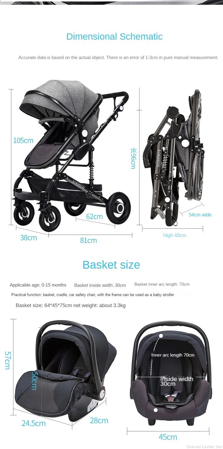 Baby stroller 3 in 1 stroller folding two-sided child four seasons kinderwagen baby carriage  high landscape Newborn Travelling