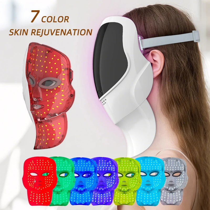 7 Colors LED Face Neck Mask Rechargeable LED Photon Beauty Mask Machine Facial Lifting Skin Care Tool