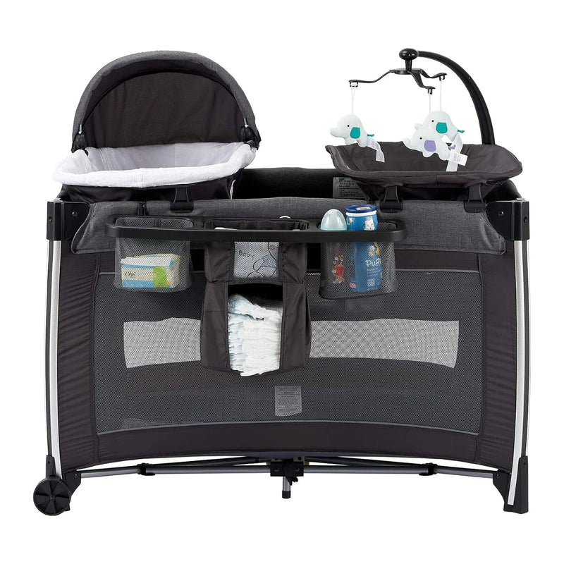 NEW ! 4 in 1 Portable Baby Crib Deluxe Nursery Center, Foldable Travel Playard with Bassinet, Mattress, Changing Table