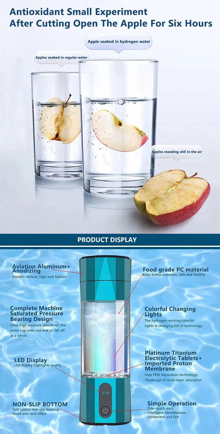 Hydrogen Water Generator Bottle SPE PEM Technology Electrolysis Maker Ionizer H2 Inhalation Device with Nasal Inhalation Tube