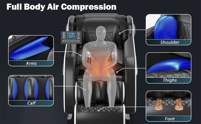 4D Zero Gravity Full Body Massage Chair with Heat, Airbags, Bluetooth Music & Shiatsu Recline
