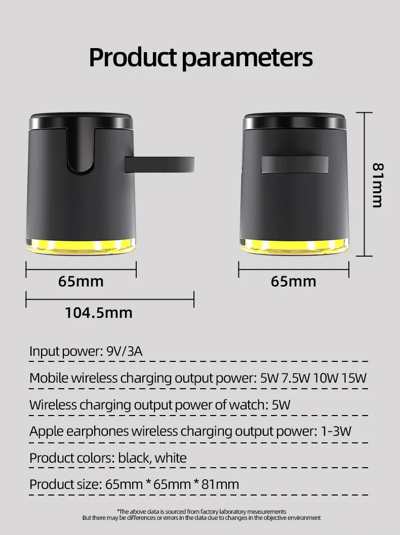 Wireless Charger 4 in 1 QI2 Fast Charging Dock Stand Night Light For Magsafe iPhone 16 15 14 Pro Max Airpods Pro 2-8 Apple Watch