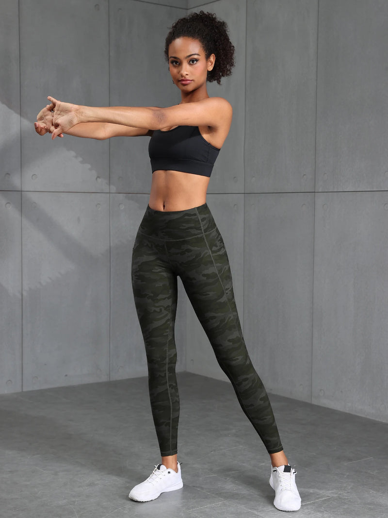 Women Camouflage Print High Waisted Sports Pocket Suitable For Running, Fitness, Yoga, Outdoor Adventure, Squat-Proof Leggings