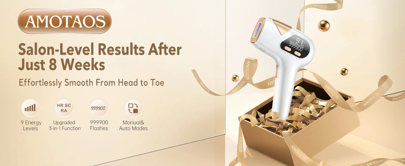 Laser Hair Removal IPL 3-in-1 Effective Hair Removal Device 9 Levels 999,900 Light Pulses Women Men Full Body Treatment Home Use