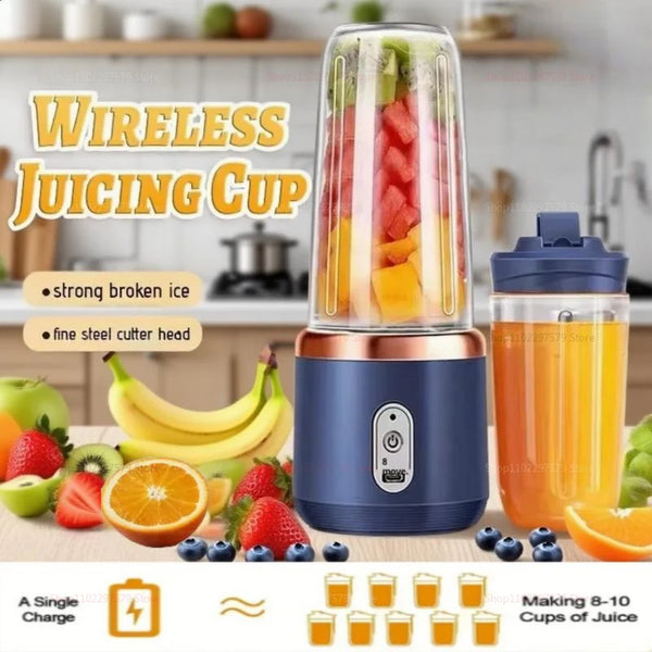Portable Juicer Cup Blender, 6-Blade USB Rechargeable, 450 mL