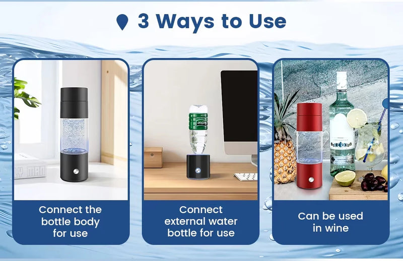 Spe Hydrogen Water Bottle PEM Technology 300ML 5/10 MIN Electrolysis Mode H2 Water Ionizer Generator