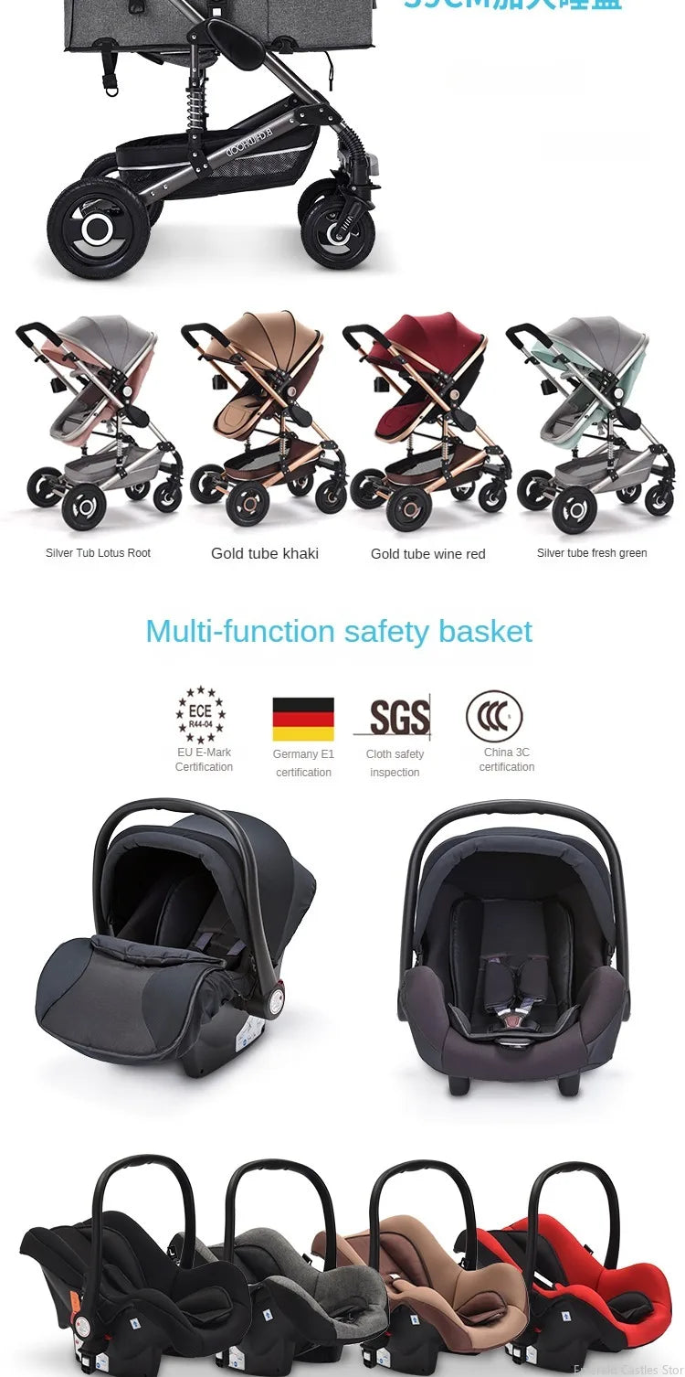 Baby stroller 3 in 1 stroller folding two-sided child four seasons kinderwagen baby carriage  high landscape Newborn Travelling