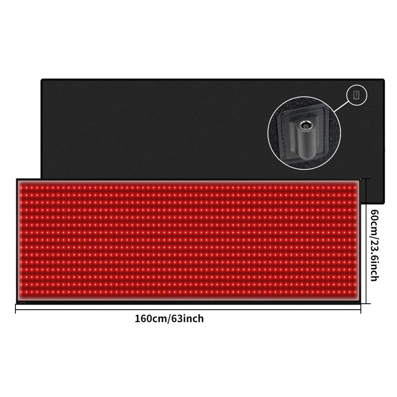 Red Light Mat Full Body 63" x 23.6" 945pcs LED Beads 660nm and 850nm Red Light Blanket Whole Body LED Light Relax Pad