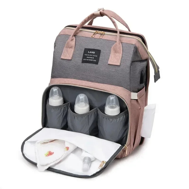 Diaper Backpack with Foldable Crib | Large Capacity