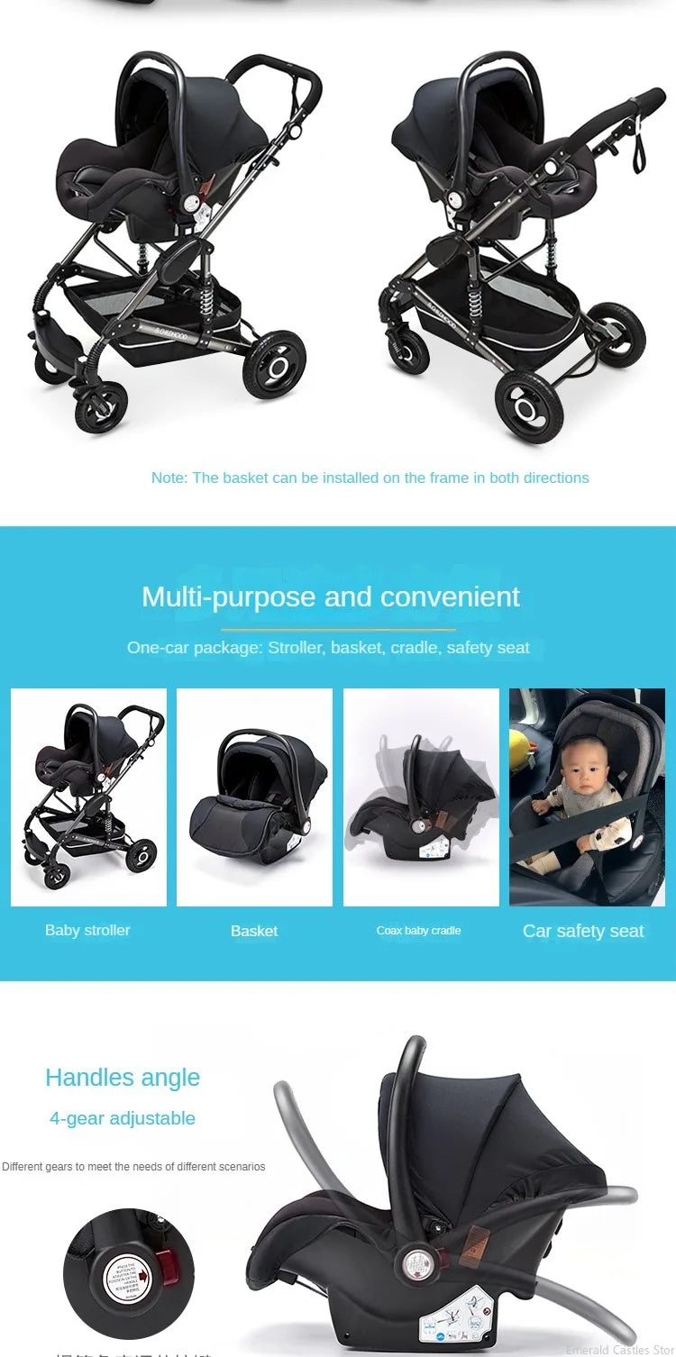 Baby stroller 3 in 1 stroller folding two-sided child four seasons kinderwagen baby carriage  high landscape Newborn Travelling