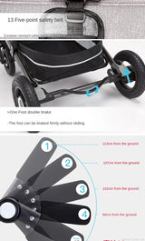 Baby stroller 3 in 1 stroller folding two-sided child four seasons kinderwagen baby carriage  high landscape Newborn Travelling