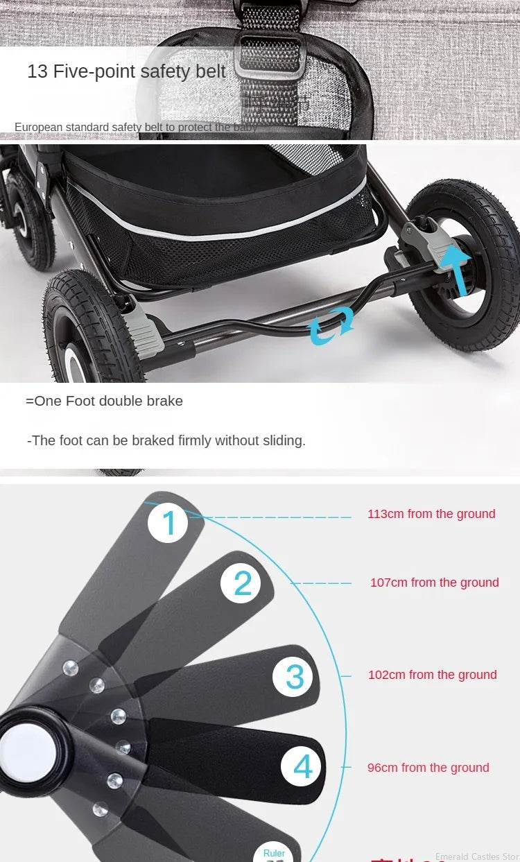 Baby stroller 3 in 1 stroller folding two-sided child four seasons kinderwagen baby carriage  high landscape Newborn Travelling