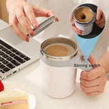 Portable Automatic Stirring Cup Mug Rechargeable Coffee Electric Stirring Stainless Steel Magnetic Rotating Blender Stirring Cup