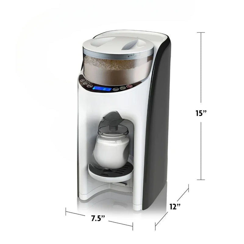 Automatic formula machine dimensions: 15 x 12 x 7.5 inches.