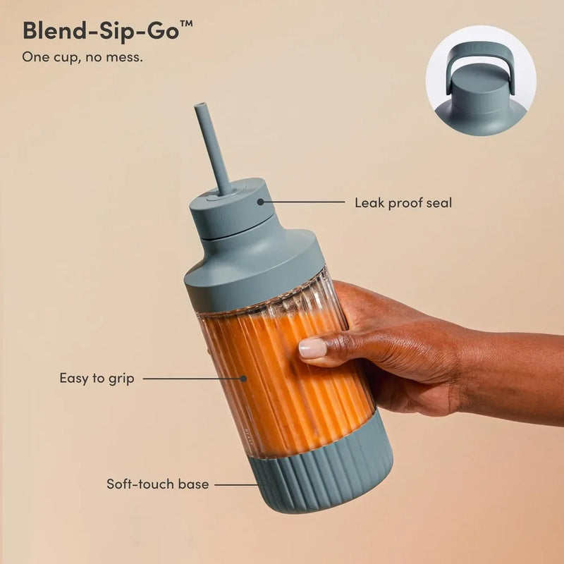 Beast Blend-Sip-Go bottle with leak-proof seal, easy-grip design and soft-touch base shown in hand